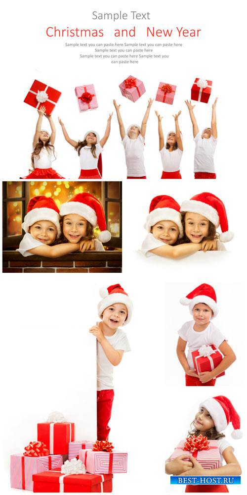 Children and the New Year, Christmas gifts - stock photos