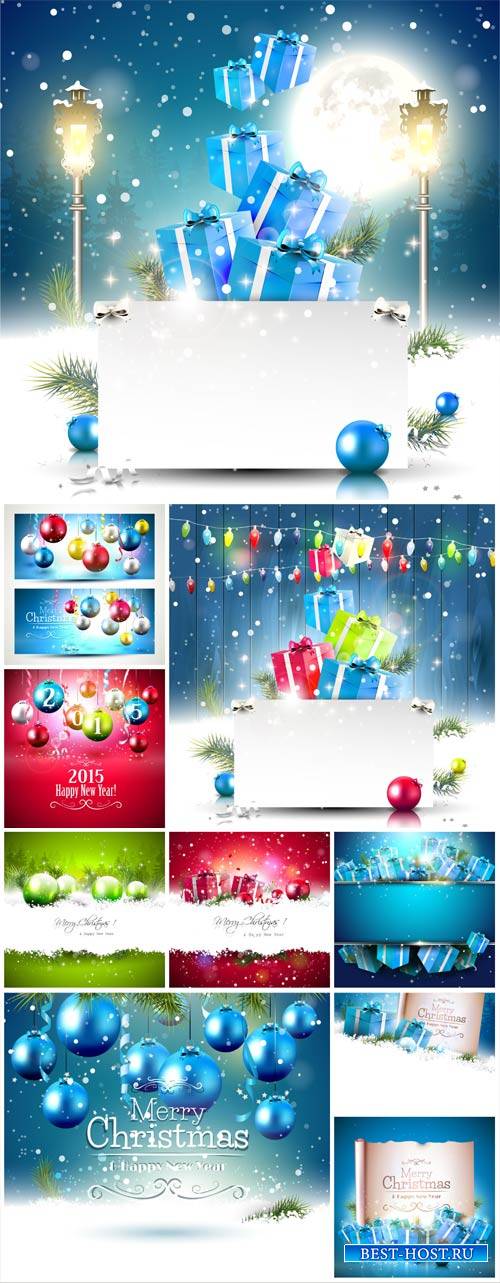 Christmas, new year, Christmas balls, gifts, backgrounds vector