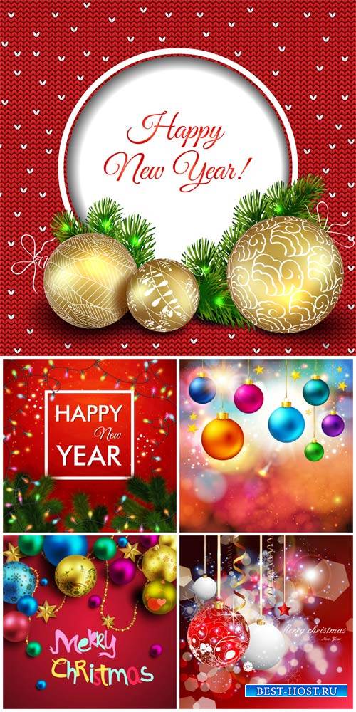 Christmas, new year, holiday background with balls vector