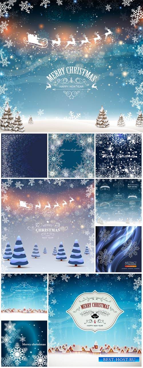 Christmas, new year, winter background with Santa deer vector