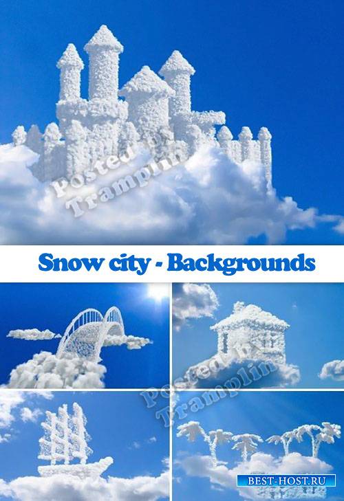 Город снега в облаках - Фоны - Snow city - Backgrounds