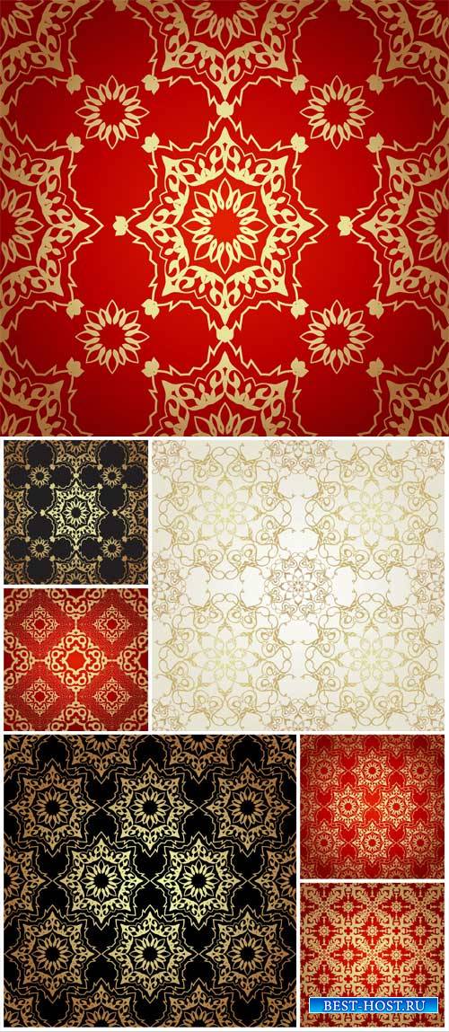 Vector backgrounds with golden vintage pattern, texture