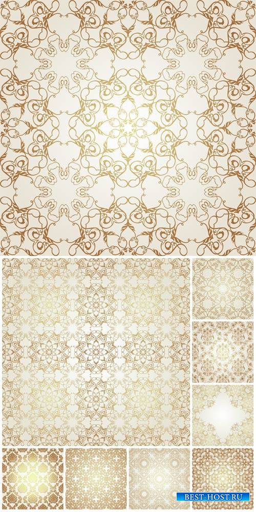 Gold vintage patterns, backgrounds, textures vector