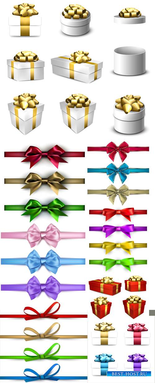 Gift boxes, ribbons and bows vector