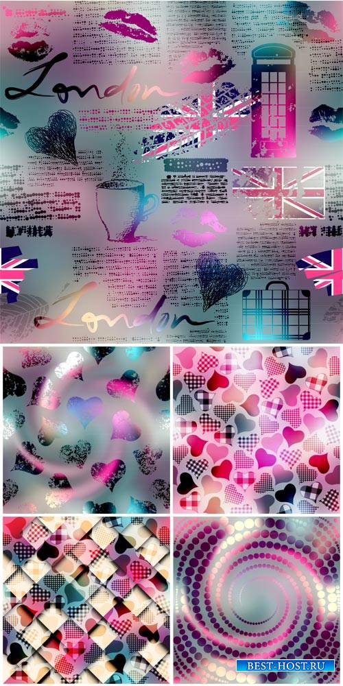 Vector backgrounds with hearts, romantic backgrounds