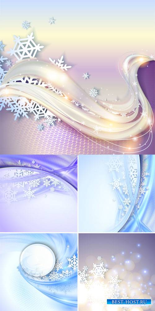 Shining winter background with snowflakes, vector