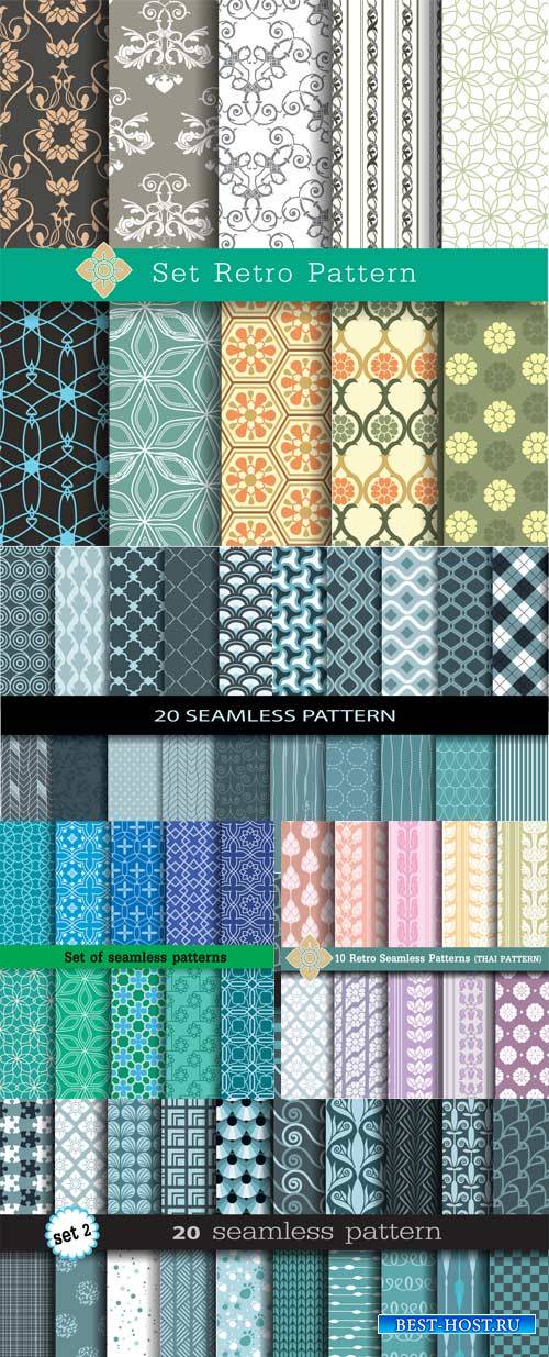Seamless texture with different patterns, vector backgrounds