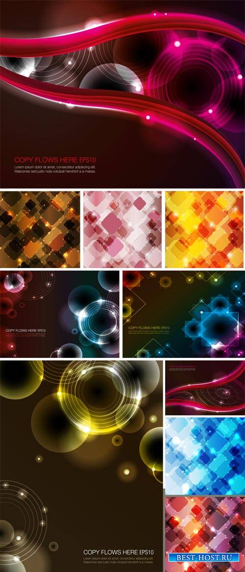Vector backgrounds, abstract, sparkling lines and elements