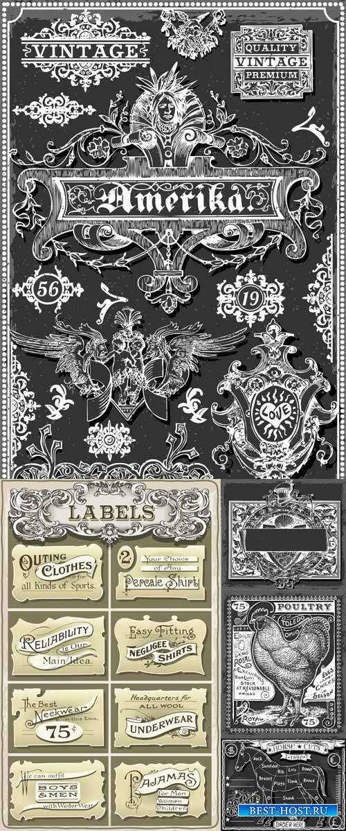 Vintage vector elements, label