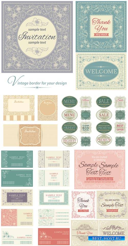 Invitation in vector vintage labels