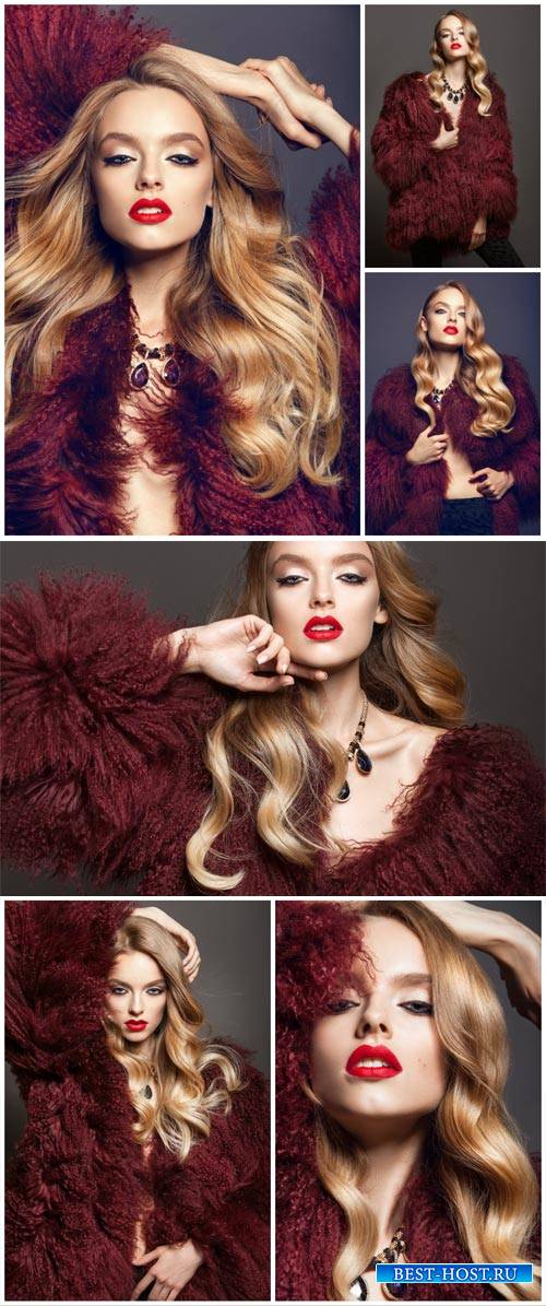 Glamour girl in a fur coat - Stock Photo