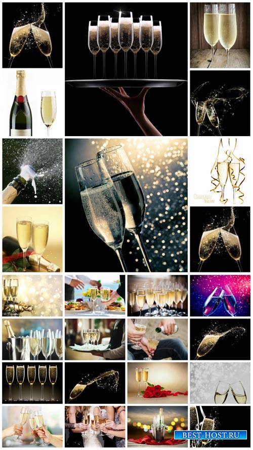 Champagne, festive table with drinks - stock photos