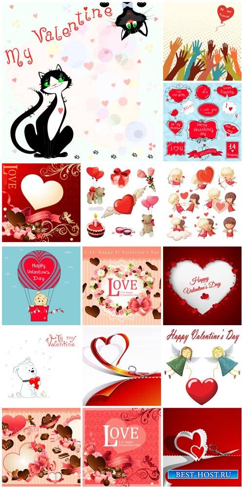 Valentine's Day vector, hearts, angels, romantic backgrounds