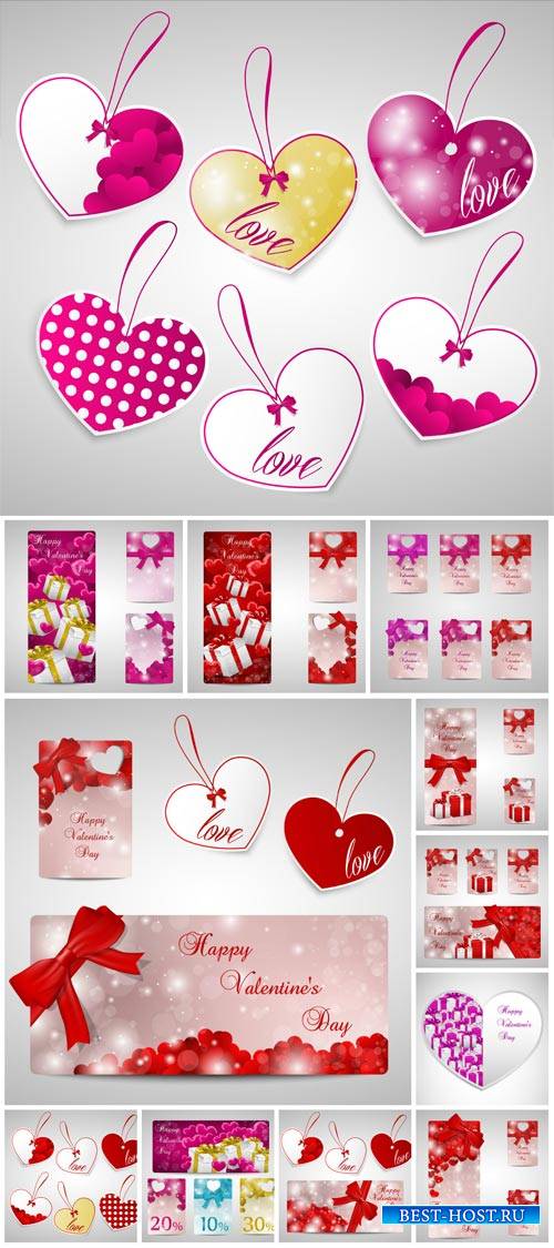 Valentine's Day, vector hearts, labels