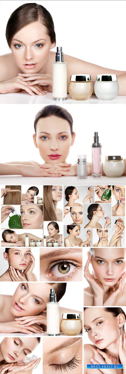Girls and cosmetics, body care - stock photos