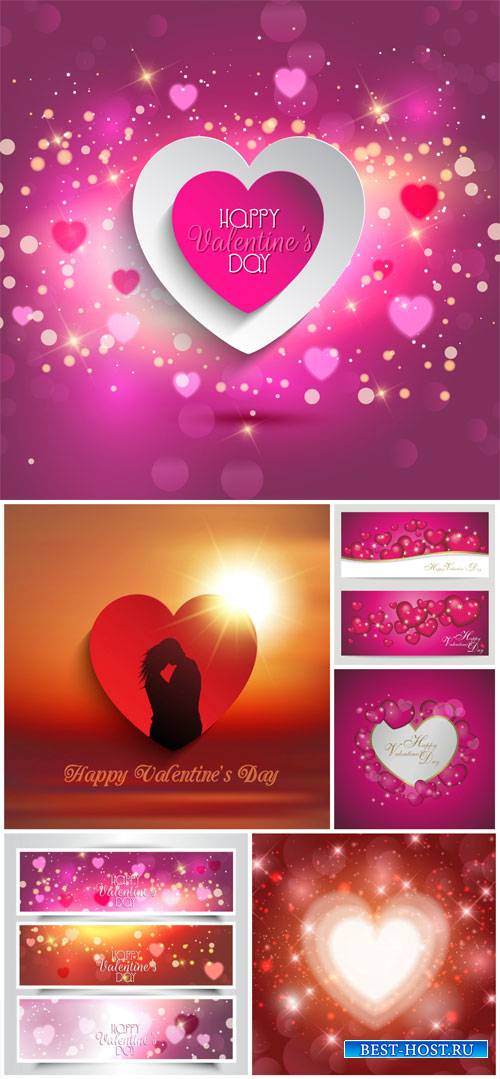 Valentine's Day, backgrounds, banners, hearts, vector # 1