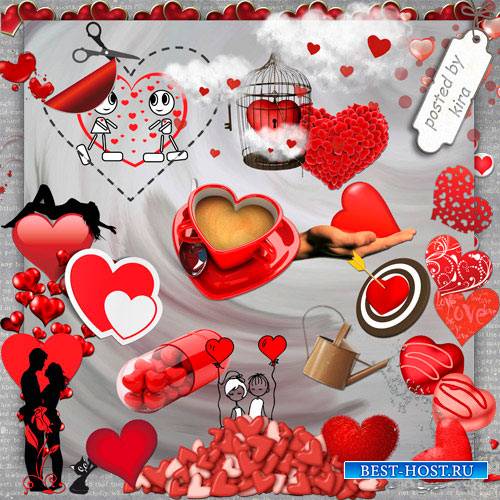 Клипарт ко Дню Святого Валентина - Красные сердца