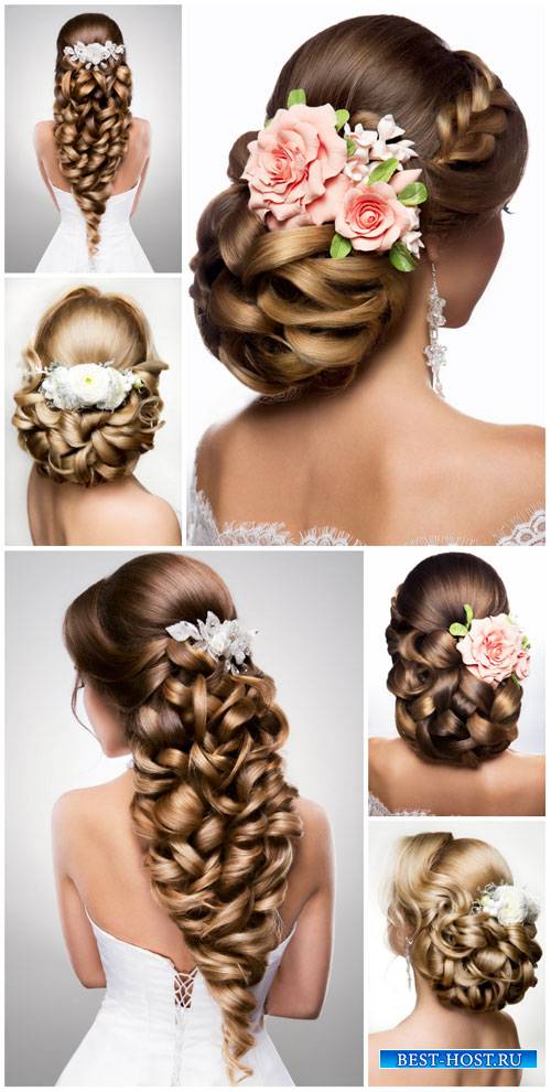 Beautiful female hairstyles, wedding hairstyles - stock photos