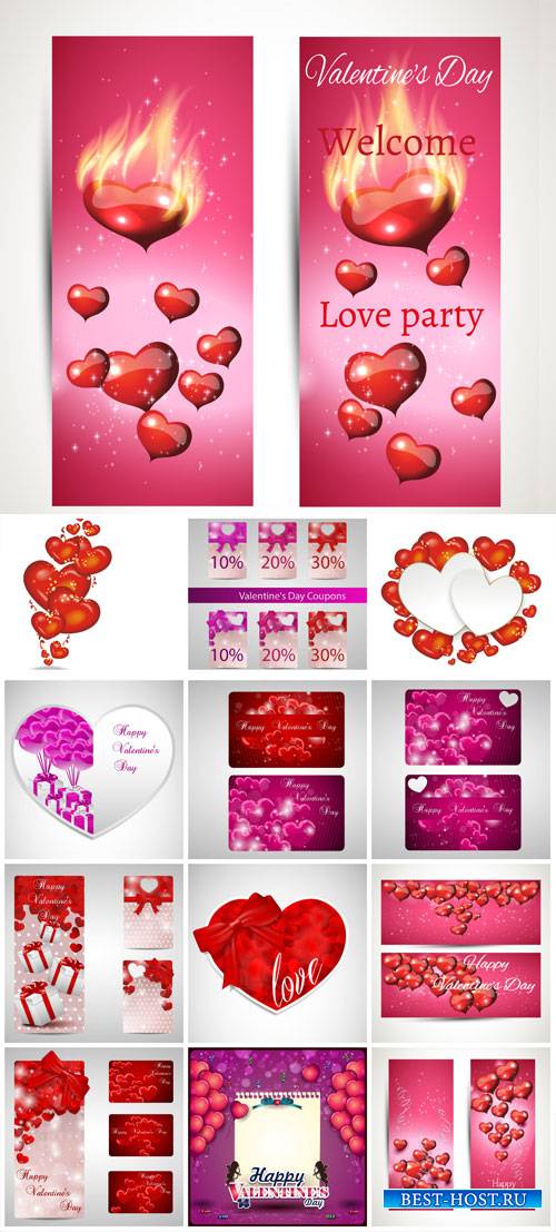 Valentine's Day, backgrounds, banners, hearts, vector # 8