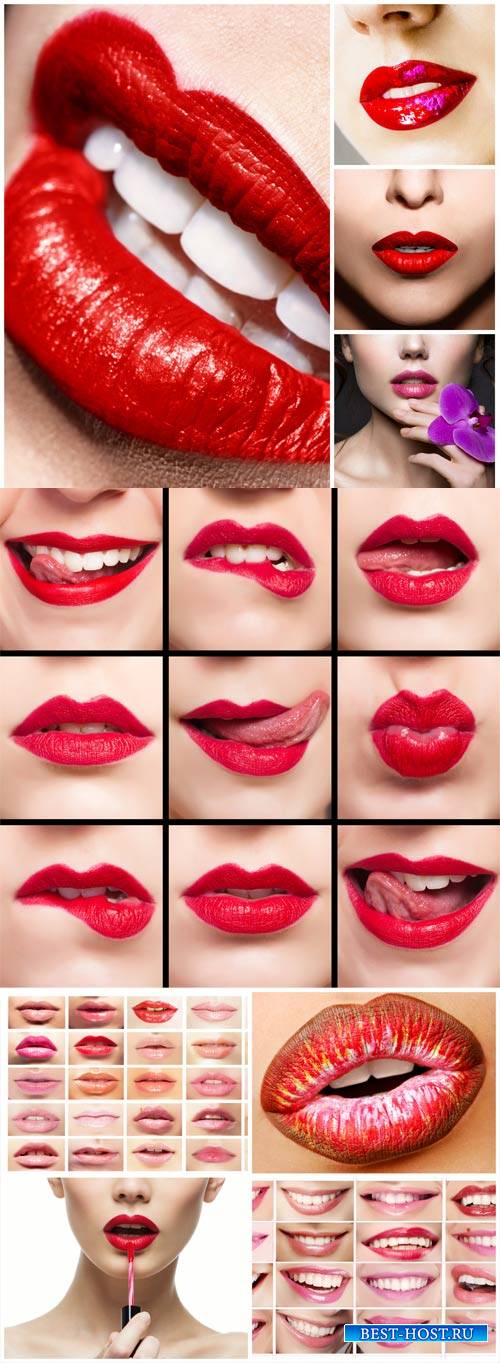Female lips, beautiful make-up - stock photos