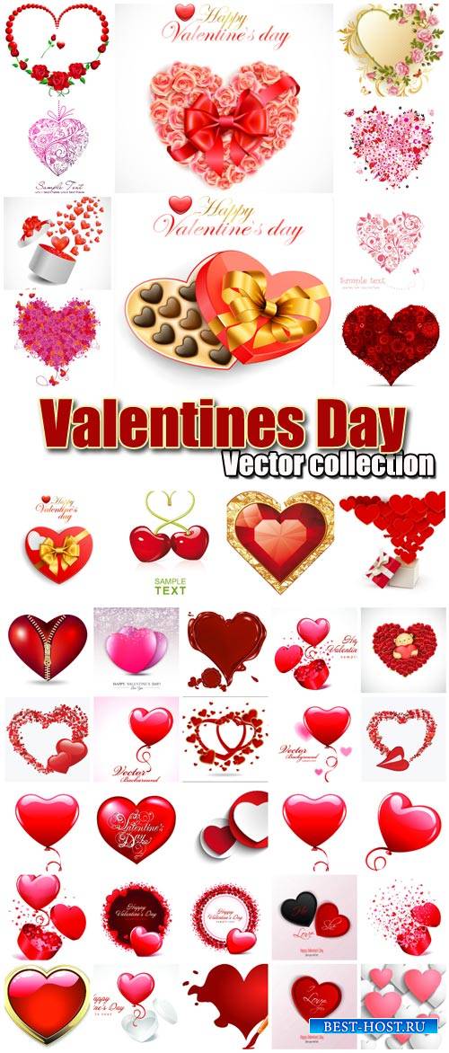 Valentine's Day romantic backgrounds, vector hearts # 14