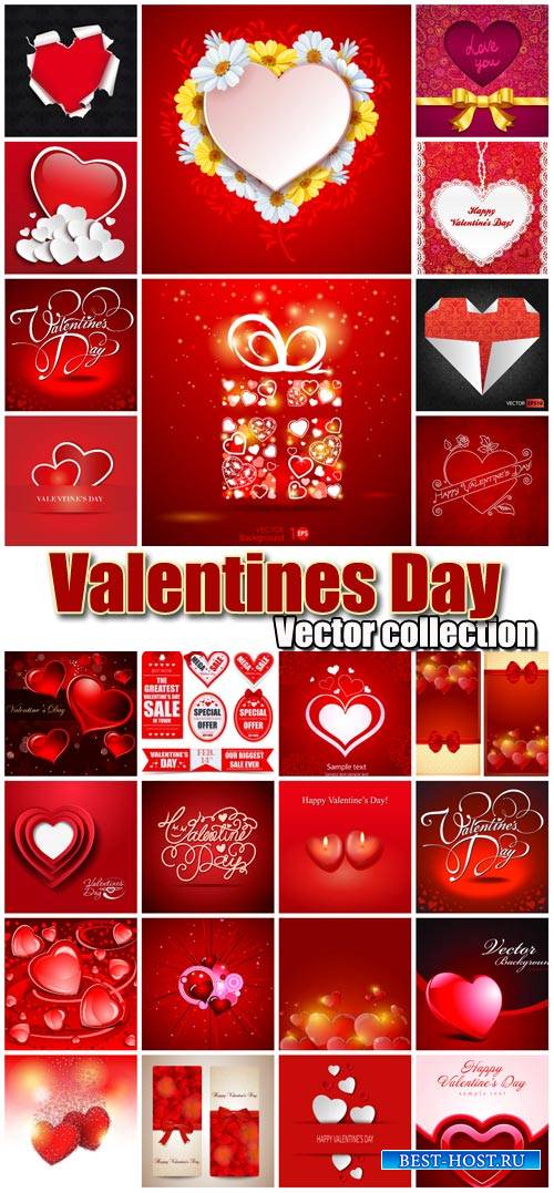 Valentine's Day romantic backgrounds, vector hearts # 13