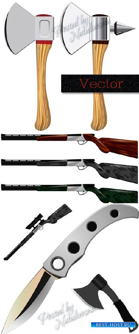 Подборка оружия в векторе  – Ружье, топор и нож