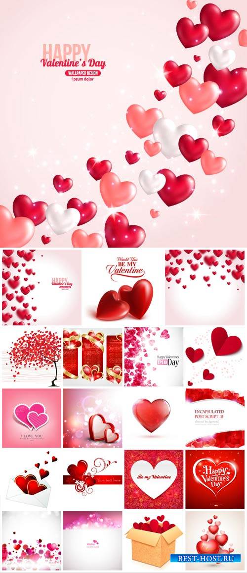 Valentine's Day, romantic backgrounds, vector hearts #23