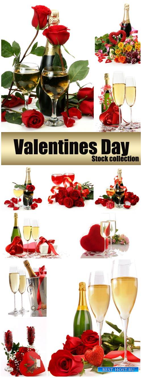 Valentine's Day, champagne and roses, hearts # 27 - stock photos