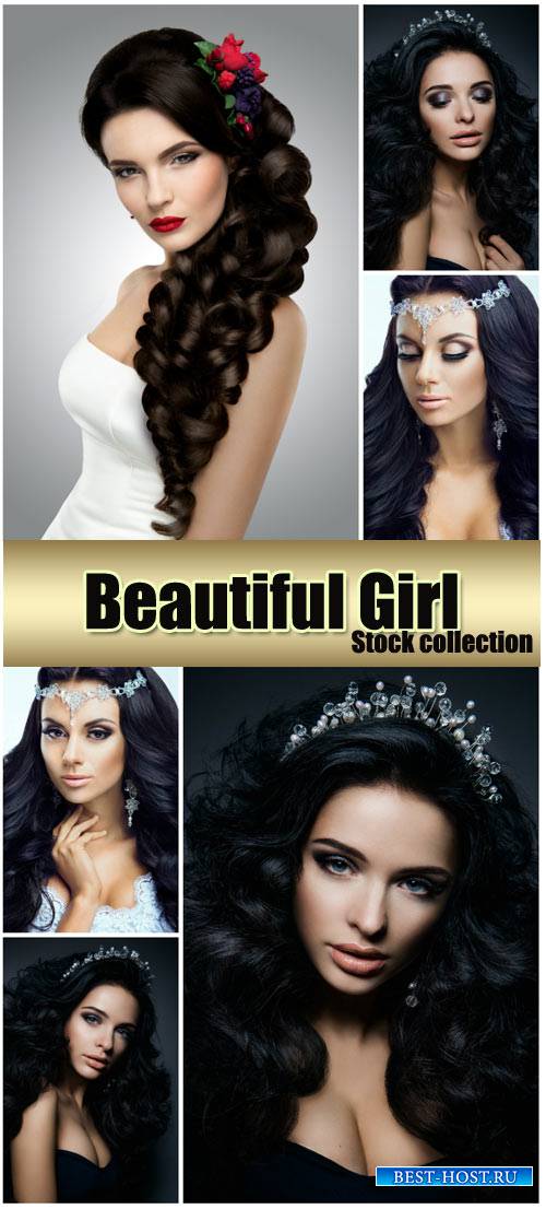Girl with beautiful hairstyle, tiaras - stock photos