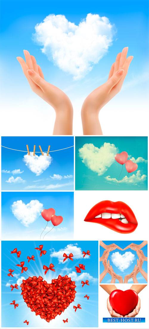 Clouds and hearts vector, valentines day