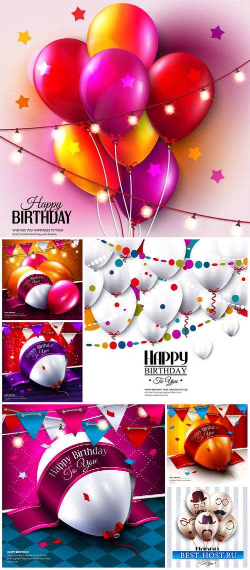 Balloons, birthday vector, festive backgrounds