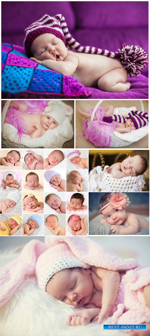 Little kids, sleeping baby - stock photos