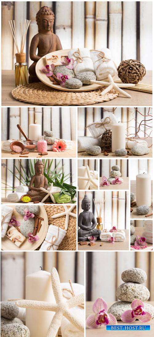 Spa backgrounds, buddha and spa stones - stock photos