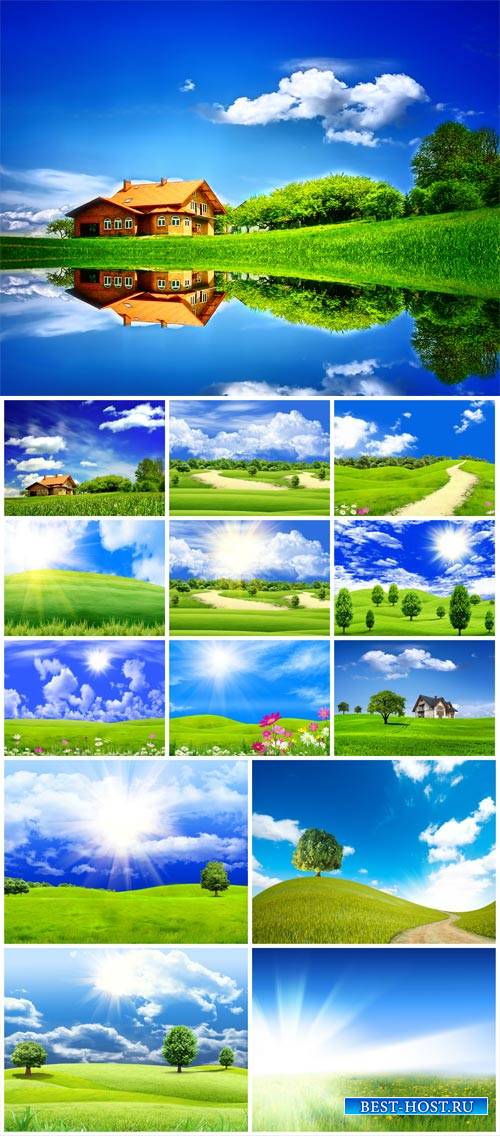 Natural landscapes, fields and river - stock photos