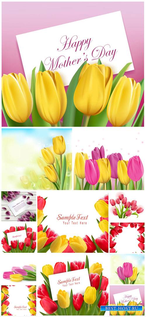 Tulips, women's day, vector background