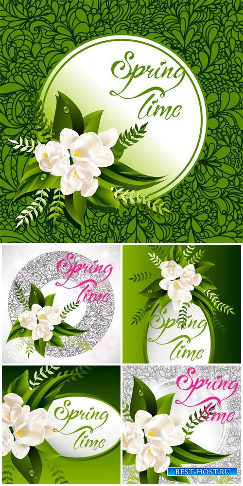 Spring vector backgrounds, flowers