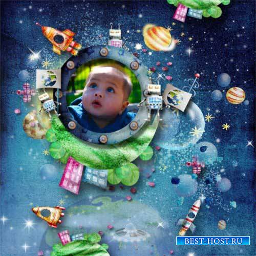 Космический детский скрап-комплект - Космические приключения