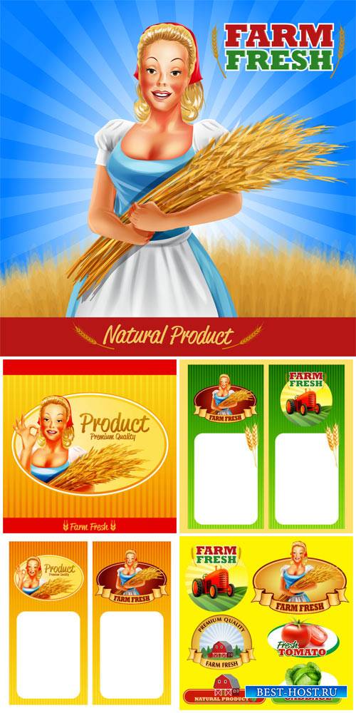 Farming, labels and backgrounds vector