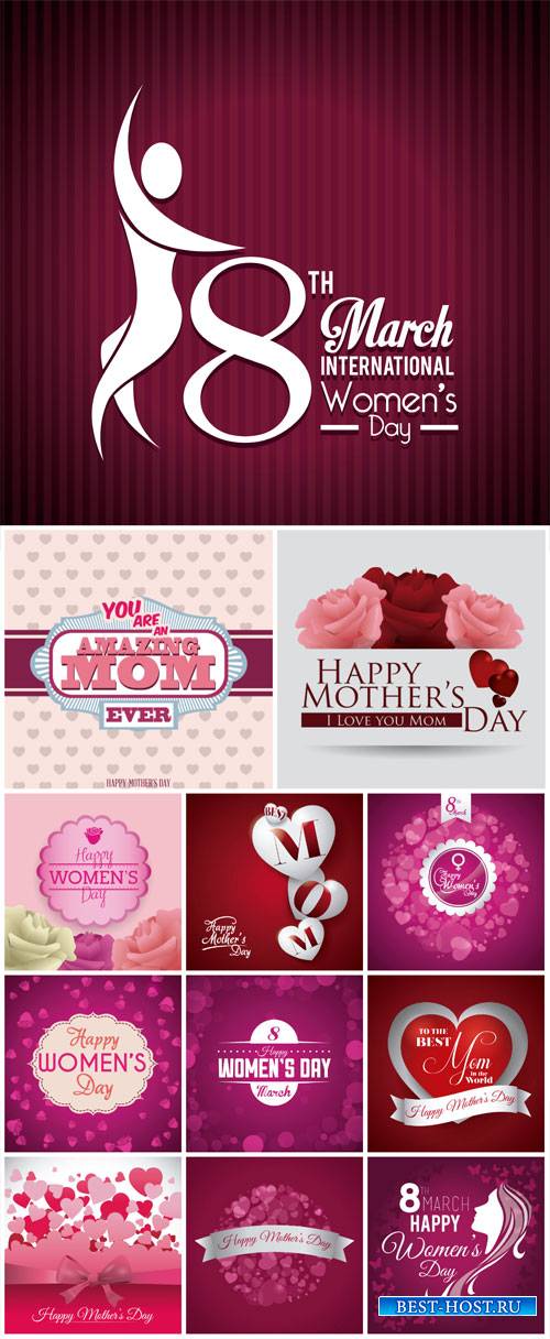 Women's Day on March 8, vector backgrounds