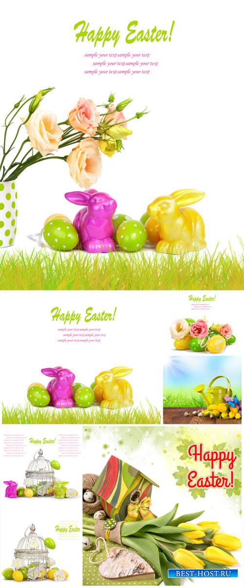 Easter stock photos, Easter eggs and rabbit