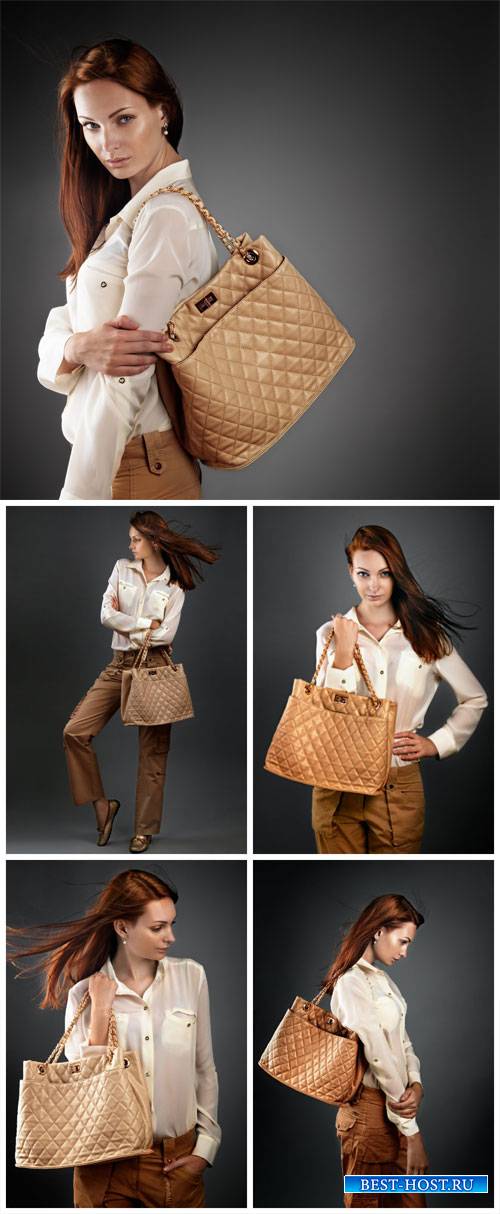 Fashionable girl with a handbag - stock photos