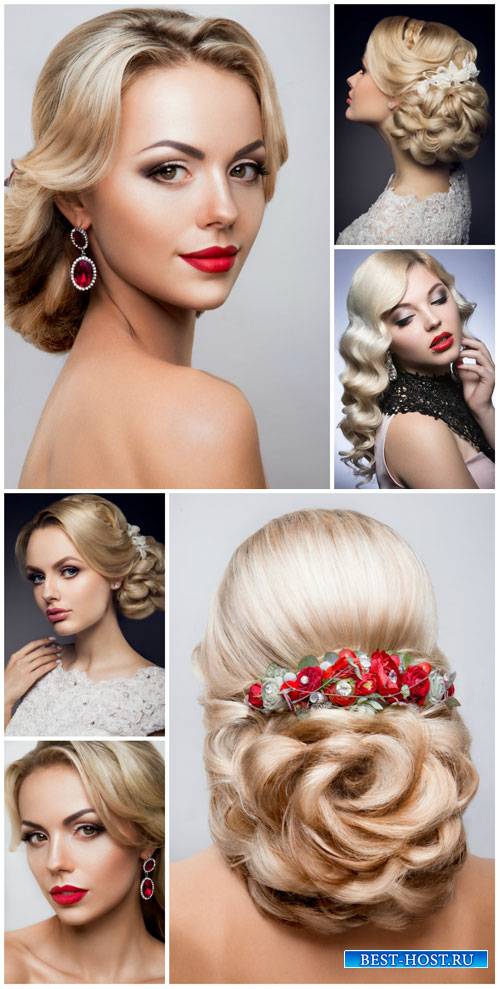 Beautiful female hairstyles bride - stock photos
