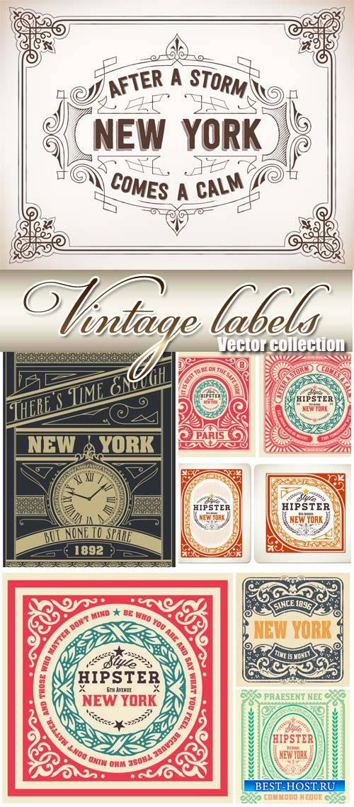 Vintage labels vector, New York City