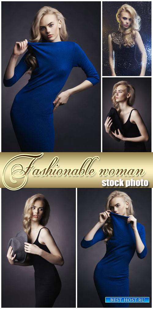 Fashionable woman in stylish dress - stock photos