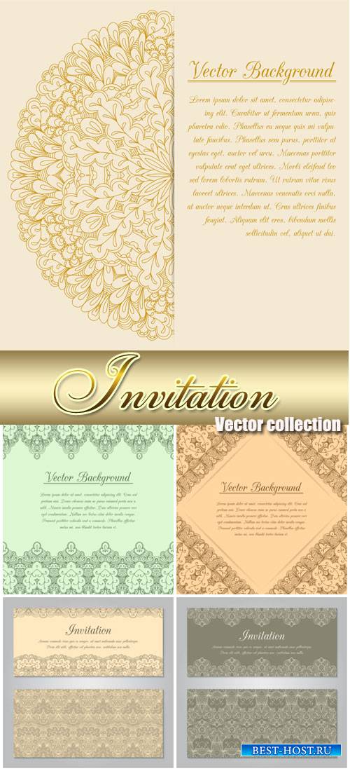 Invitation vector backgrounds with vintage pattern