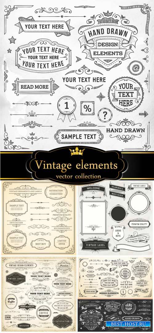 Vintage decorative elements with patterns