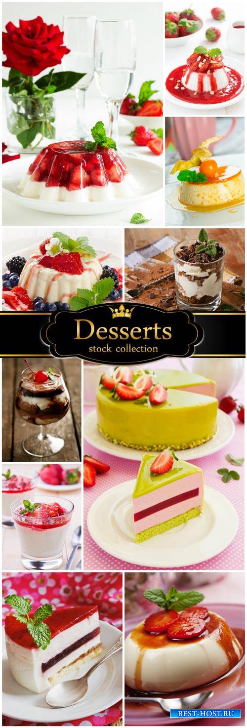 Delicious desserts, berries, chocolate - stock photos