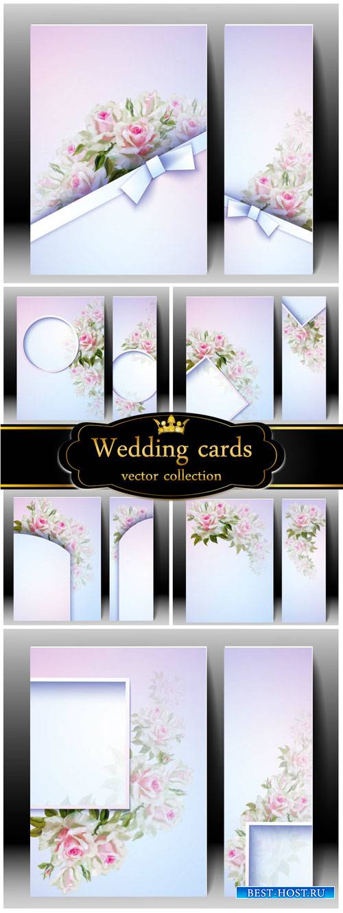 Wedding invitations, cards with roses