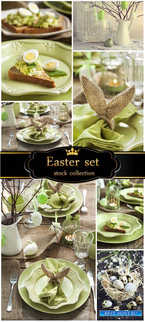 Easter festive table - stock photos